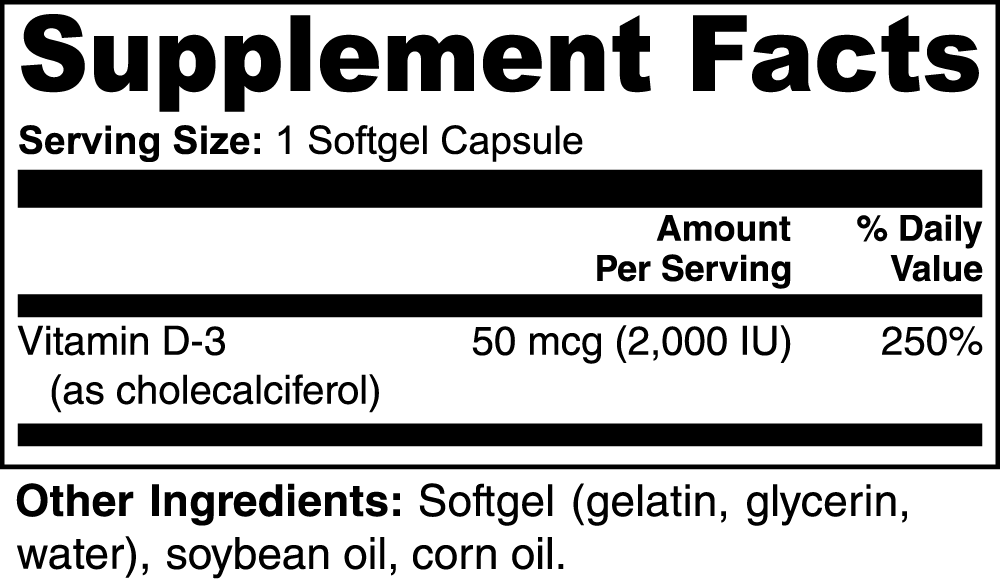 R.E.X - Vitamin D3 2,000 IU